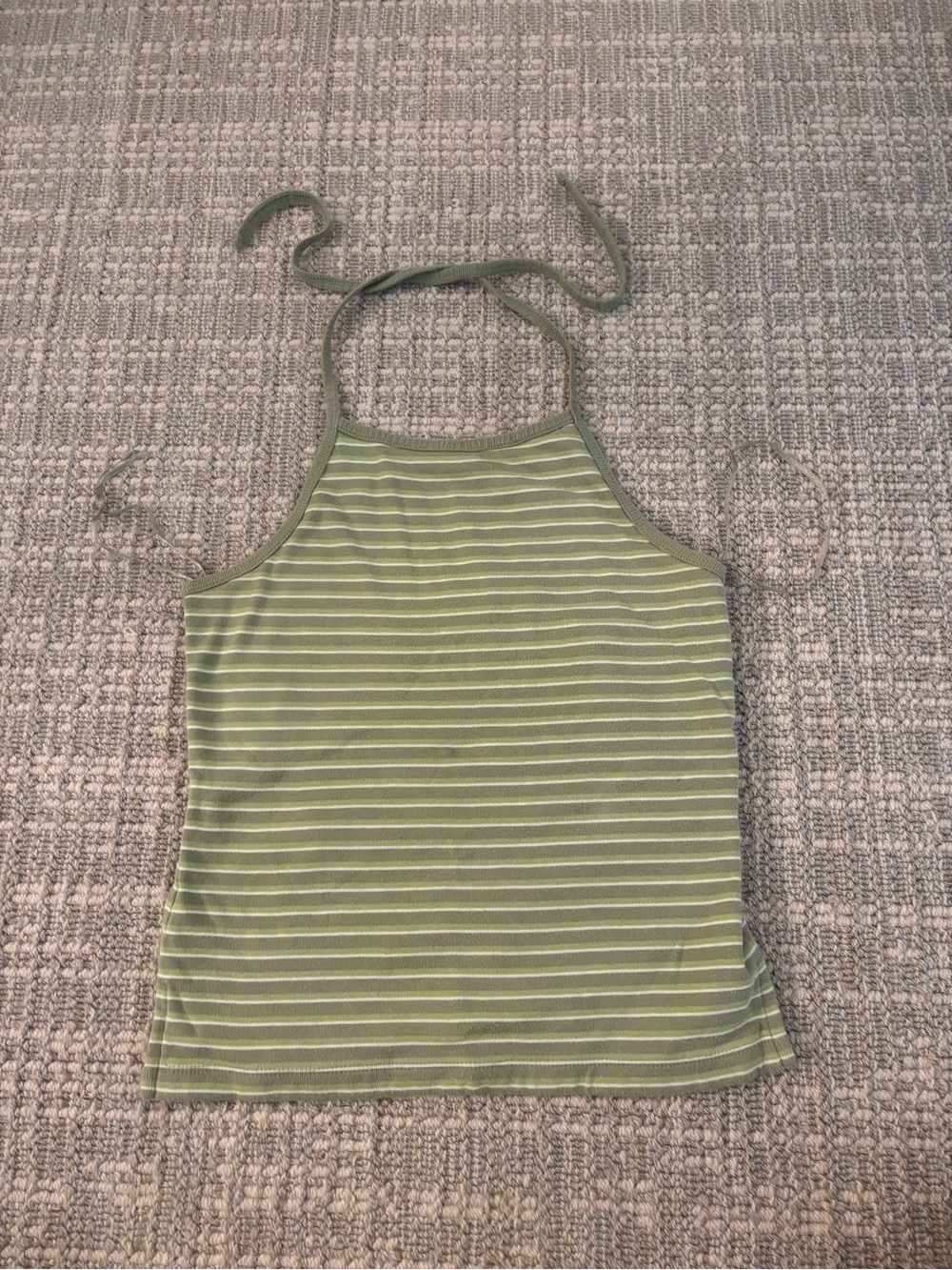 Aeropostale Light Green and White Striped Halter Top